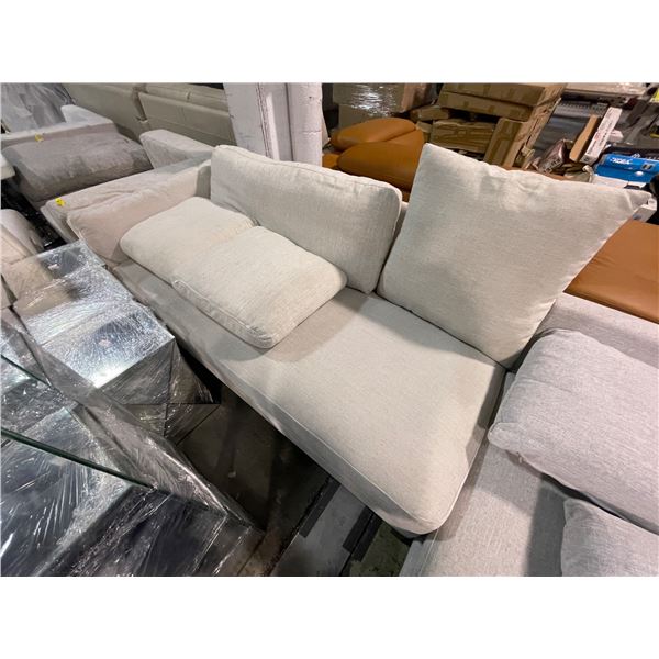 Light Grey Fabric Loveseat, Approx. H29" x W72" x D34"