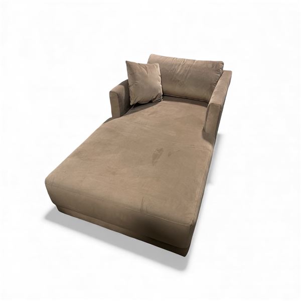 Light Taupe Fabric Chaise Lounge, Approx. H25" x W39" x L75"