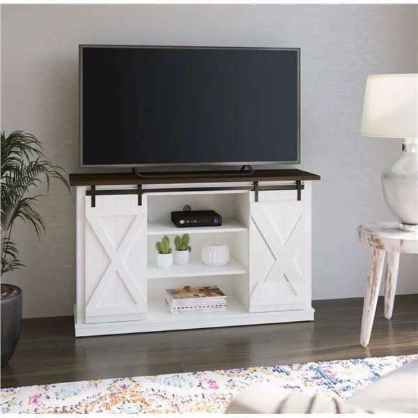 New in Box Twin Star Home Sliding Barn Door Farmhouse TV Stand - RV: $350 CAD (TC64-61271-TPG03)