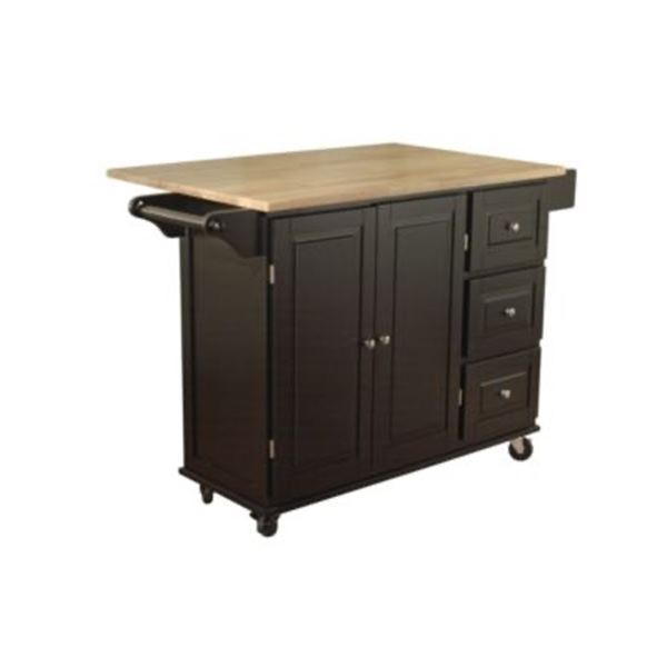 New in Box Sundance Cart Wood Top, 2 Door 3 Drawer with Castors - Black - RV: $369 CAD