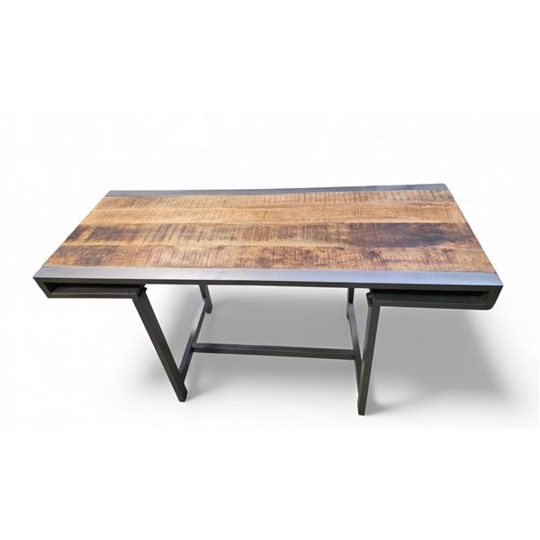 Stylish Wood and Metal Desk, Approx. H30" x W55" x 22"