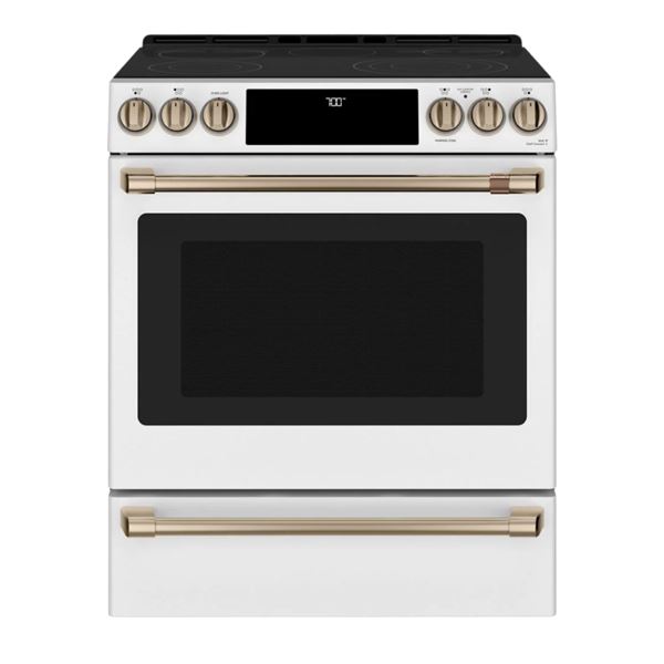Café 30" Smart Slide-In Front-Control Induction Convection Range White Gold - Retail Price $4,445.99