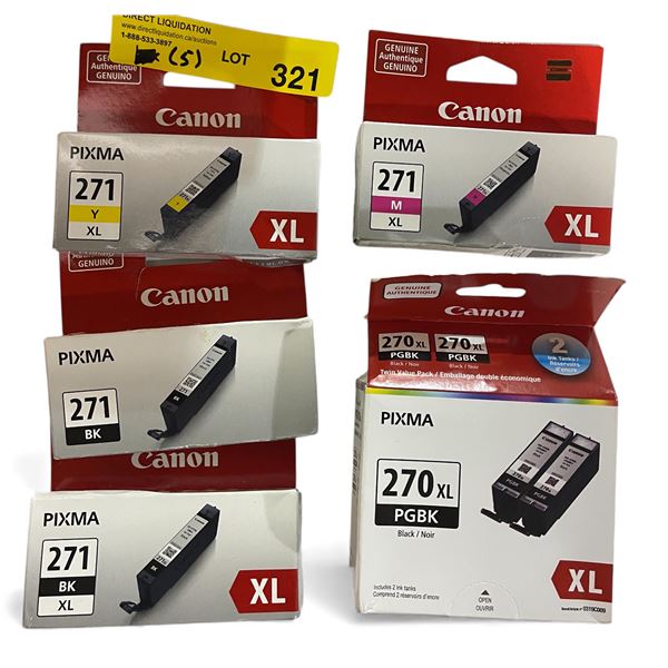 Group of 5 - New Canon PIXMA Ink Cartridge - RV: 170 CAD (270XL/271XL - 6 Cartridges Total)
