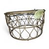 Image 2 : Round Wicker Coffee Table with Glass Top - 20" H x 34" Dia - Visible wear on top