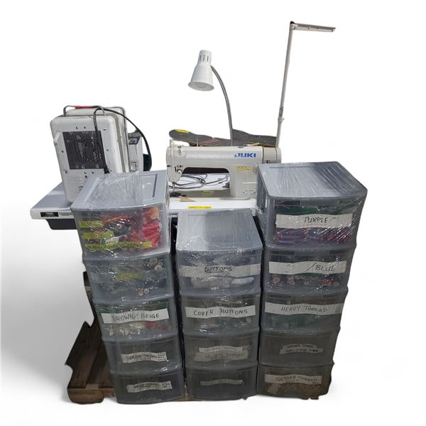 Large Assortment of Sewing Supplies - Includes  Juki DDL-8100e Industrial Sewing Machine, Accessorie