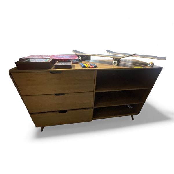 Mid-Century Modern Storage Cabinet with Drawers, H35" x W59" x D17.5"