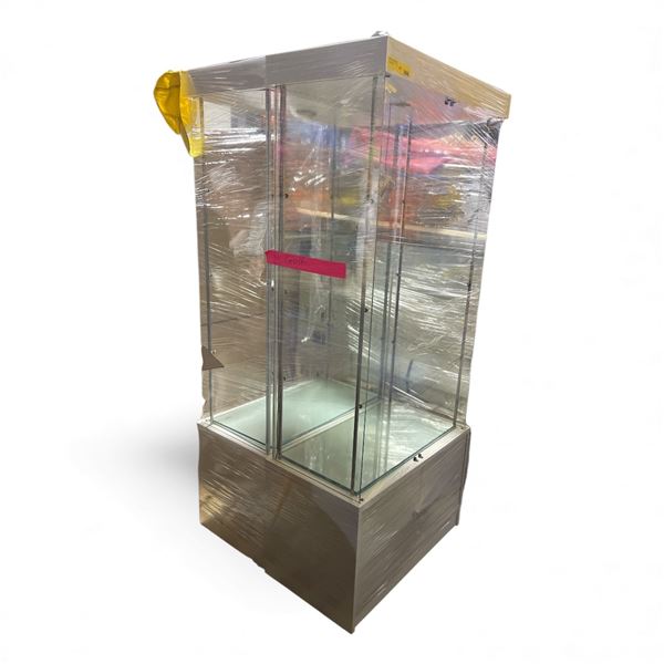 Glass Display Case with Storage Base - Approx. H73" x W31.5" x D17.5"