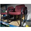 Image 1 : Set of 4 Burgundy Office Chairs with Metal Frames