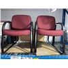 Image 2 : Set of 4 Burgundy Office Chairs with Metal Frames