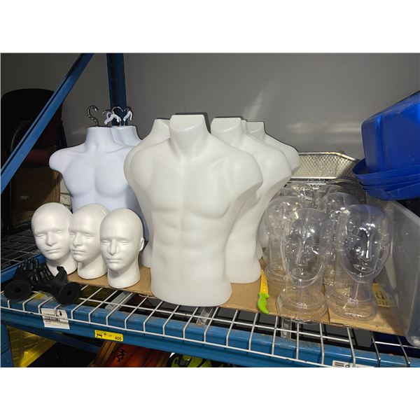 7 Half Mannequins & 11 Display Heads - Various Materials