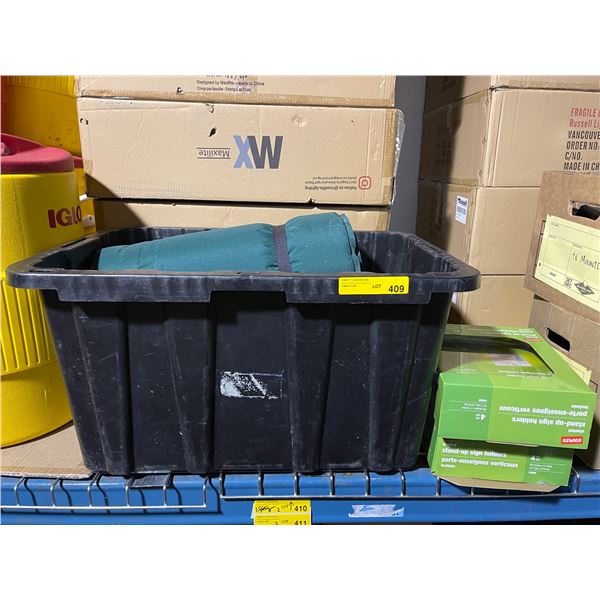 Mixed Lot of Supplies, Sign Holders, Padded Blanket, and More