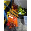 Image 1 : Mixed Lot of Safety Gear Includes Neon Hard Hats and Traffic Cones