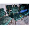 Image 3 : 8 Pcs Vintage-Style Green Upholstered Chairs with Wood Legs