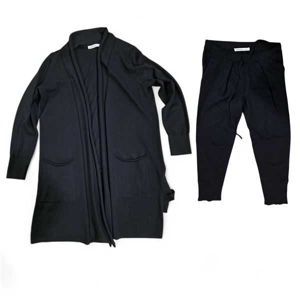 Black Goat Cashmere 2-Piece, Cardigans and Pants - Black (Size M)