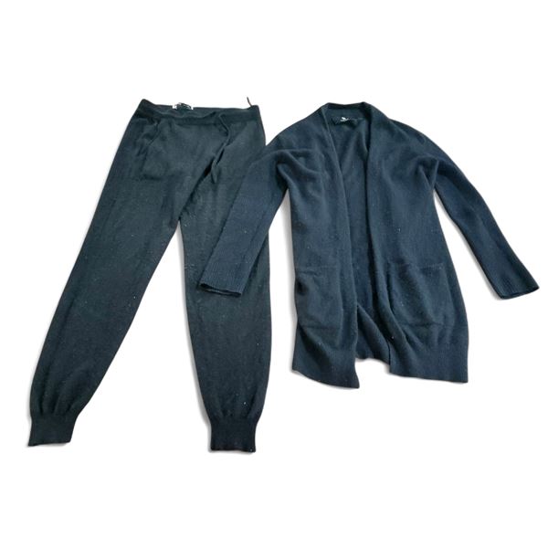 Black Goat Cashmere 2-Piece, Cardigans and Pants - Black (Size M)