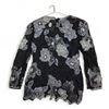 Image 2 : Black Tie - Black Beaded Silk Evening Top - Floral Sequin Detail (Size 8)