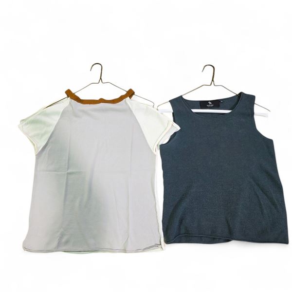 Group of 2 Black Goat Cashmere Sleeveless & Short Sleeve Top (Size M)