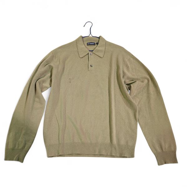 Holt Renfrew Camel Long Sleeve Polo Sweater (Size L)