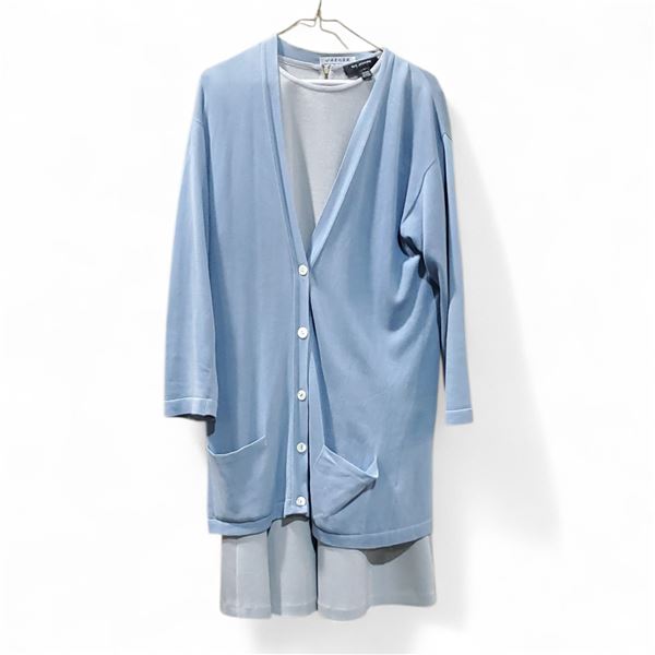 2 Pcs - St. John Knit Dress & Jaeger Cardigan - Light Blue (Size 6 / 34")
