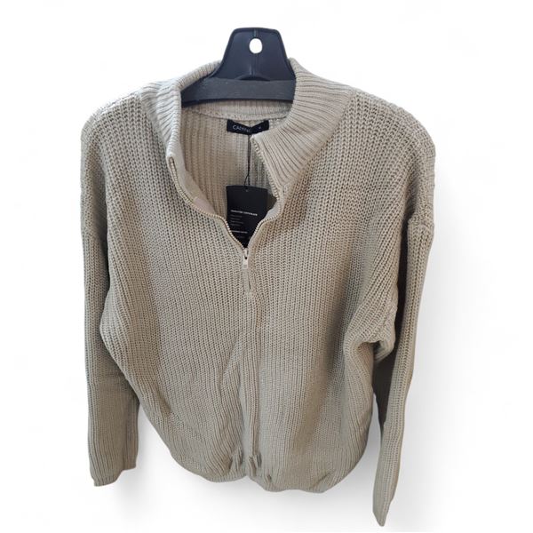 Shelf of New Half-Zip Knit Sweaters - Assorted Colours and Sizes