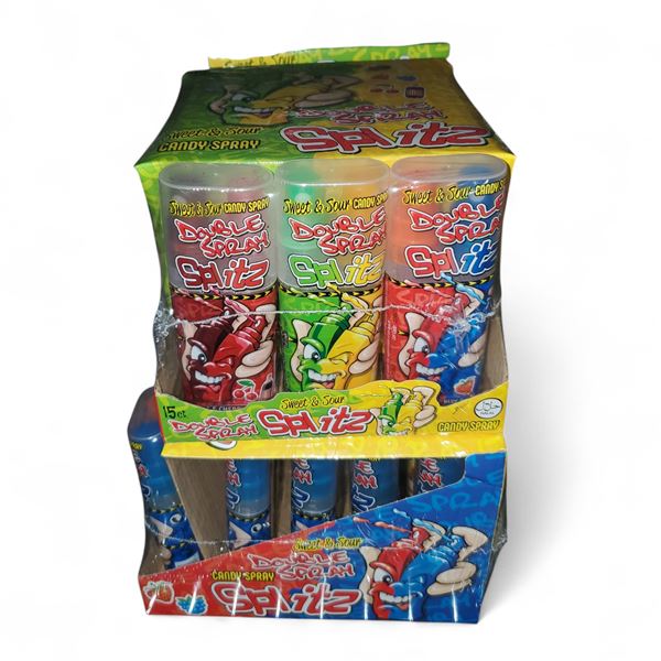 Double Spray Splits Sweet & Sour Candy Spray, 7 x 15-Pack (Best Before Nov 15, 2025)