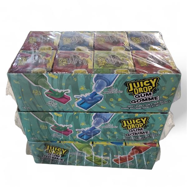 Juicy Drop Gum, 3 x 16-Count Boxes (Best Before Feb 25, 2025)