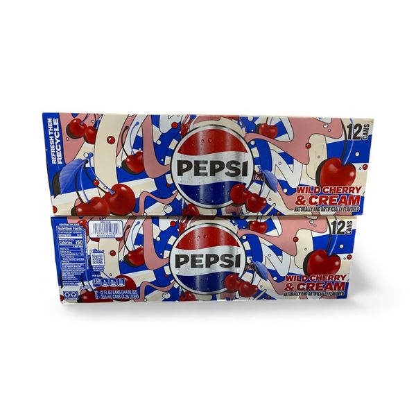 Pepsi Wild Cherry & Cream, 2 x 12 Can (Best Before Dec15, 2025)