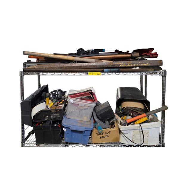 Assorted Workshop Equipment - Hand Tools, Shovels, Rakes, and More