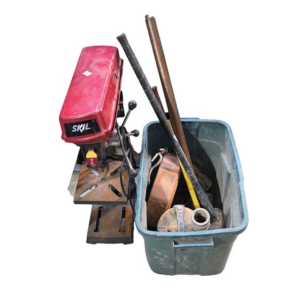Skil 3320 Drill Press with Assorted Tools in Bin