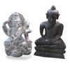Image 3 : 13 Pcs Stone Statues Items - Warrior Statues, Buddha, and More