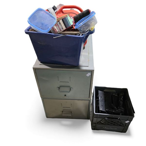 Storage Unit, Box of Josit Hangers, and Tools