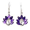 Image 1 : AMETHYST PEACOCK SHAPED EARRINGS IN 14K WHITE PLATED GOLD OVER 925 STERLING SILVER - APPRAISED REPLA