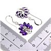 Image 3 : AMETHYST PEACOCK SHAPED EARRINGS IN 14K WHITE PLATED GOLD OVER 925 STERLING SILVER - APPRAISED REPLA