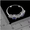 Image 3 : TANZANITE RING IN 14K WHITE PLATED GOLD OVER 925 STERLING SILVER - SIZE 8 - APPRAISED REPLACEMENT VA