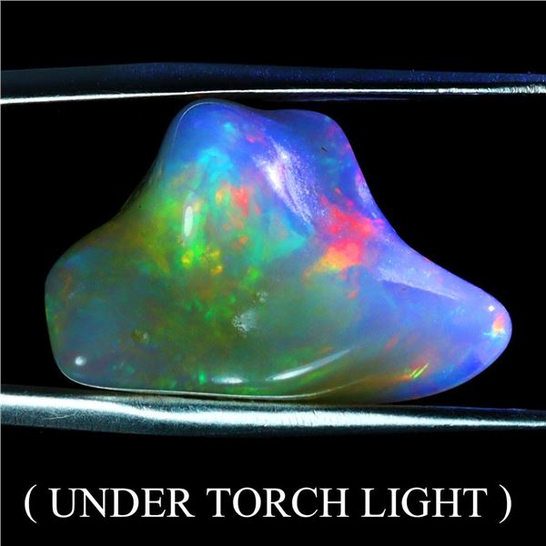 RARE AAA FLORAL FLASH PLAY OF COLOR CRYSTAL FIRE OPAL 9.03 CT. NATURAL - Appraised value CAD 2,720
