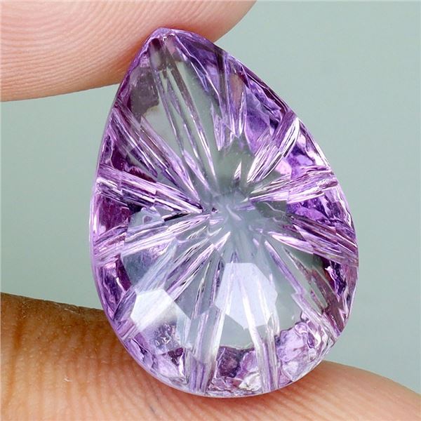 PEAR BALL CUT NATURAL UNHEATED PURPLE AMETHYST 7.83 CT. - Appraised value CAD 1,152