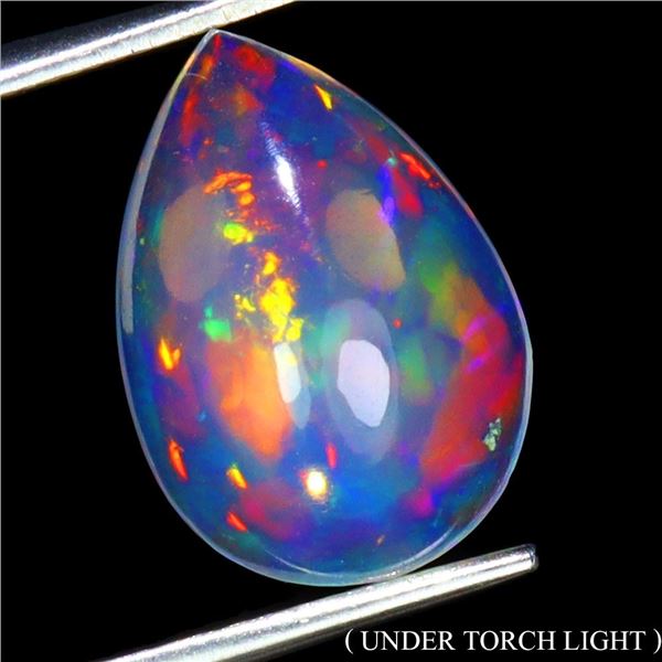 PEAR CUT CABOCHON HUGE PLAY OF COLOR FIRE OPAL - Appraised value CAD 3,095