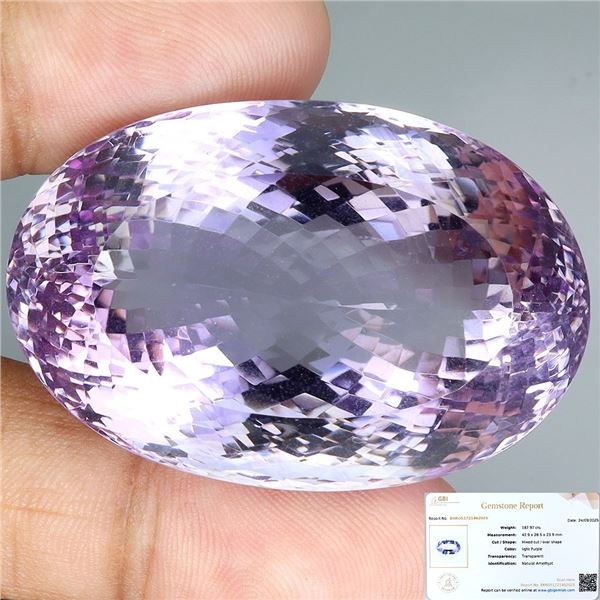 VERY RARE MUSEUM SIZE VERY CLEAN AMETHYST 187.97 CT. - Appraised value CAD 115,610