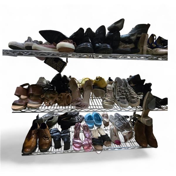 Large Group of Assorted Footwear Men and Women - Including Boots, Heels, Shoes etc (3 shelves)