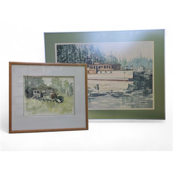 Group of 2 Framed Watercolor Artworks (21.5"x25" & 18"x24")