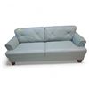 Image 1 : Light Blue Leather Sofa, Approx. H33" x W85" x D35"