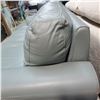 Image 2 : Light Blue Leather Sofa, Approx. H33" x W85" x D35"