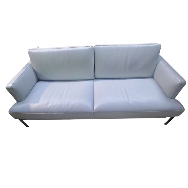 Light Gray Leather Sofa, H24" x W77" x D35"
