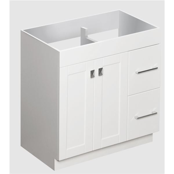 New in Box Bianca Floor Vanity 30" Matte White with 2 doors and 2 drawers (VF3021-14MWH)