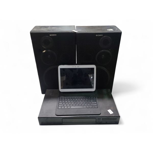 Samsung GT-P5210 Tablet, Sony SS-D115 Speaker System, and Kenwood KT-593 Stereo Tuner