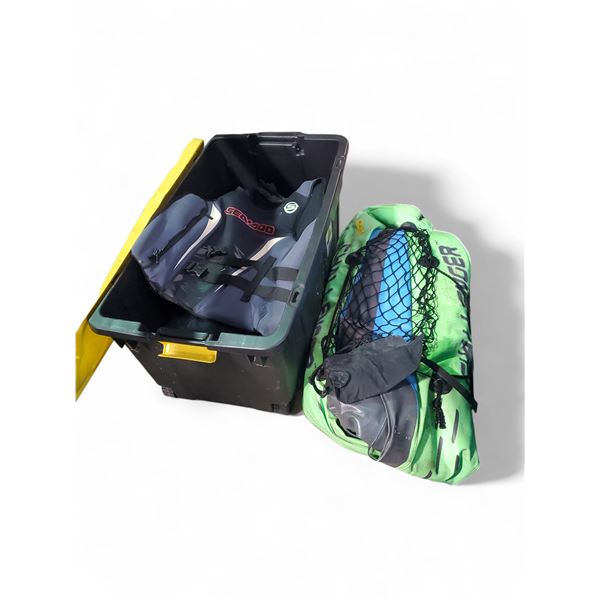 Water Sports Gear Includes Sea-Doo Life Jacket and Inflatable Challenger Boat
