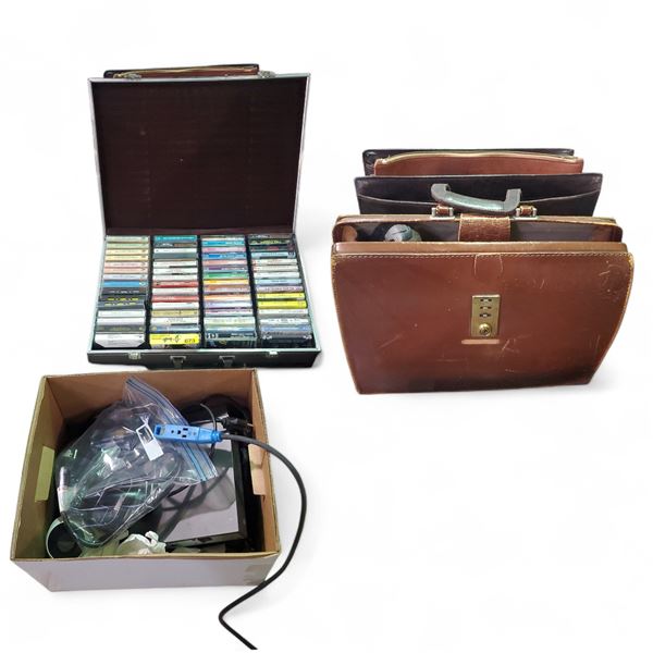 Hikvision Network Cameras with Mounts, Vintage Cassette Collection with 2 Leather Briefcases