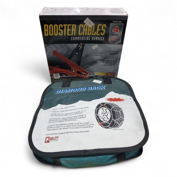 4-Gauge Booster Cables and Diamond Back Tire Chains