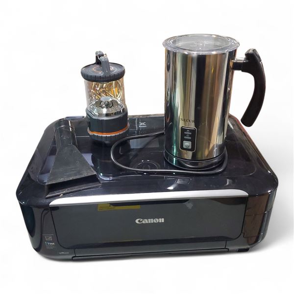 Canon MG6220 Printer, Milk Frother, and Portable Lantern