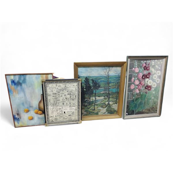 Group of 4 Framed Canvases and Wall Art - Various Sizes